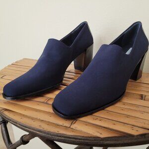 Donald J Pliner Heels 8 M Women's Ida Navy Blue Stretch Fabric Loafer Classic